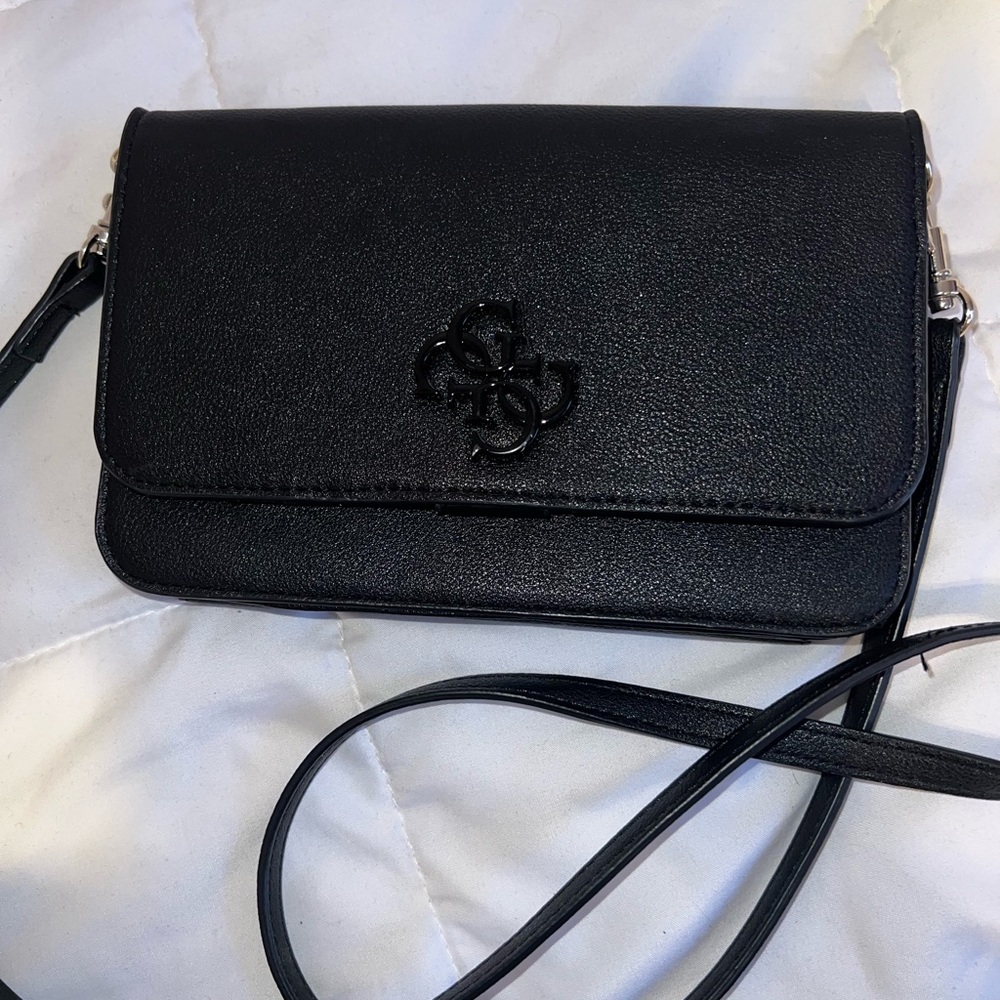 Guess Black Crossbody Bag with Embossed Logo